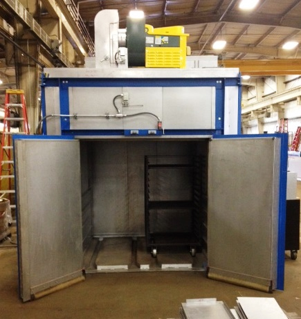 Rubber Parts Curing Oven showing bi-parting doors